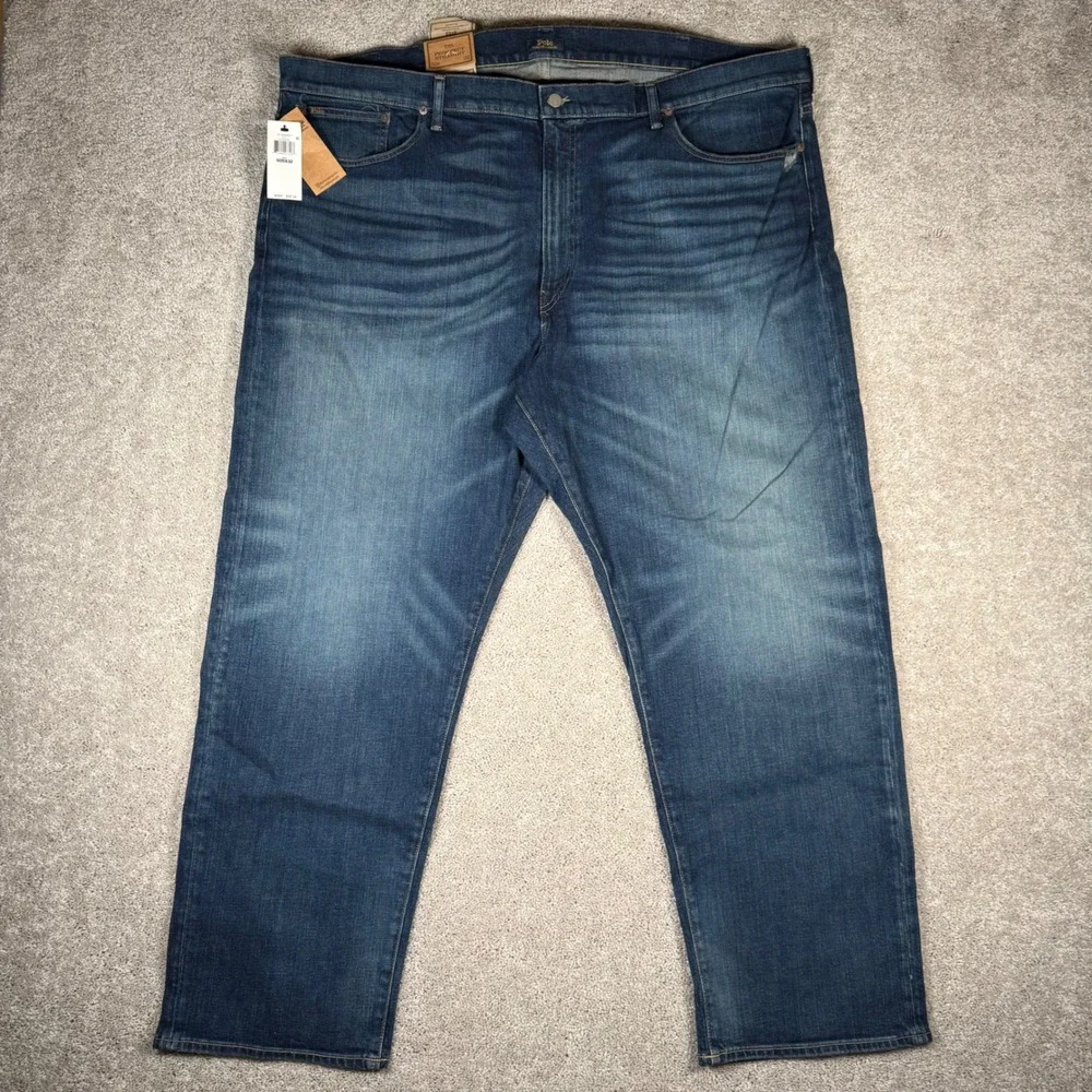 NWT Polo Ralph Lauren Prospect Straight Leg Jeans Mens 50Bx32 Blue Stretch Denim